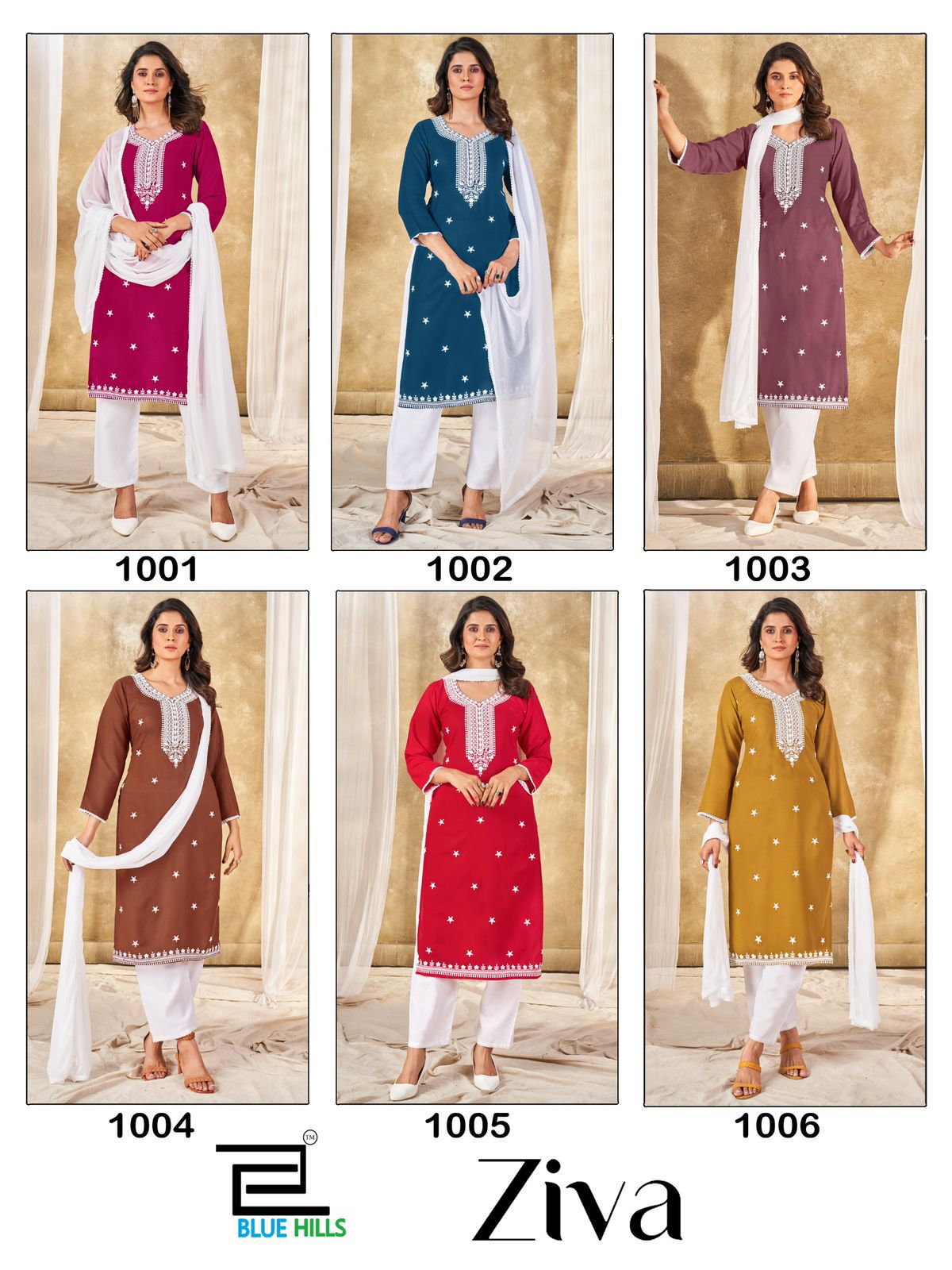 Ziva By Blue Hills Rayon Embroidered Kurti With Bottom Dupatta Wholesale Price In Surat
